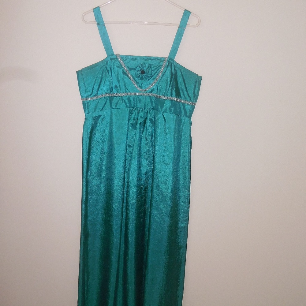 Turquoise Evening Dress with Shawl